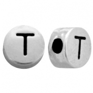 Metallook letterkralen letter T Antiek zilver