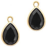 Hangers van crystal glas druppel 11x7mm Jet black-gold