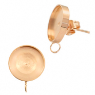 Polaris Steel (RVS) oorbellen (met oog verticaal) setting voor 7mm cabochon/Swarovski SS34 Rosé goud