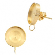 Polaris Steel (RVS) oorbellen (met oog verticaal) setting voor 7mm cabochon/Swarovski SS34 Goud