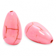 Kralen keramiek druppel Pink