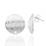Onderdelen TQ metaal oorbellen oorsteker 15mm met oogje Antiek zilver
