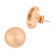 Polaris Steel (RVS) oorbellen met setting voor 12mm cabochon Rosé goud
