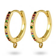 Zirkonia rainbow creolen met oogje Gold