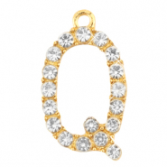 Basic quality metalen bedels strass initial Q Goud