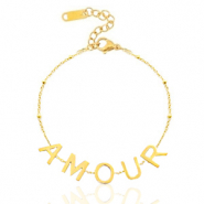Roestvrij stalen (RVS) Stainless steel armbanden "amour" Goud