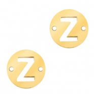 Roestvrij stalen (RVS) Stainless steel bedels tussenstuk rond 10mm initial coin Z Goud
