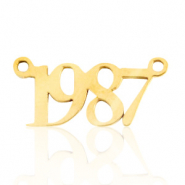Roestvrij stalen (RVS) Stainless steel bedels/tussenstuk jaartal 1987 Goud