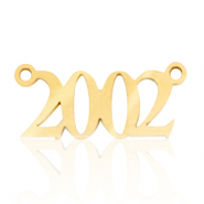 Roestvrij stalen (RVS) Stainless steel bedels / tussenstuk jaartal 2002 Goud
