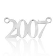 Roestvrij stalen (RVS) Stainless steel bedels / tussenstuk jaartal 2007 Zilver