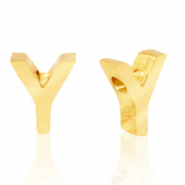 Roestvrij stalen (RVS) Stainless steel kralen letter Y Goud