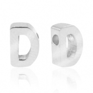 Roestvrij stalen (RVS) Stainless steel kralen letter D Zilver