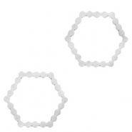 Roestvrij stalen (RVS) Stainless steel bedels/tussenstuk hexagon Zilver