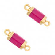 Natuursteen hangers tussenstuk hexagon Magenta purple-gold