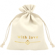 Sieraad zakje "with love" Off white-gold