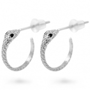 Zirkonia oorstekers slang Silver-black