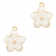 Basic Quality metalen bedels bloem Goud-wit