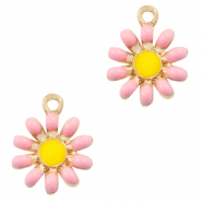 Basic Quality metalen bedels bloem Goud-roze