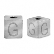 Roestvrij stalen (RVS) Stainless steel kralen letter G Zilver