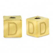 Roestvrij stalen (RVS) Stainless steel kralen letter D Goud
