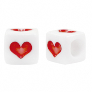 Acryl kralen summer White-red