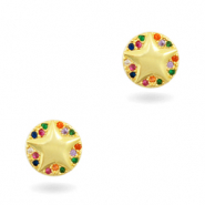 Zirkonia brass elements rainbow star Gold