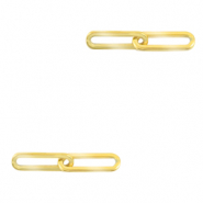 Roestvrij stalen (RVS) Stainless steel bedels/tussenstuk dubbele schakel oval Goud