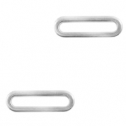 Roestvrij stalen (RVS) Stainless steel bedels/tussenstuk oval Zilver