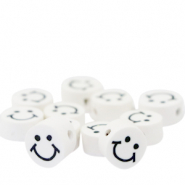 Polymeer kralen smiley White
