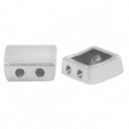Kralen DQ metaal duo beads square Antiek zilver (nikkelvrij)