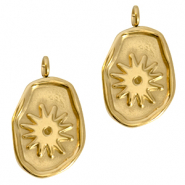 Roestvrij stalen (RVS) Stainless steel bedels bloem Goud