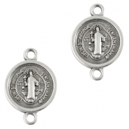 Bedels DQ metaal tussenstuk religieus 14mm Antiek zilver (nikkelvrij)