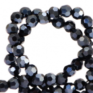 Top Facet kralen rond 4mm Black-pearl shine coating