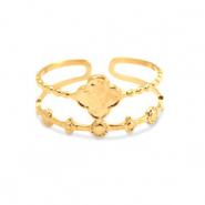 Roestvrij stalen (RVS) Stainless steel ringen bloem Goud