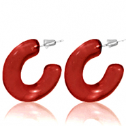 Trendy oorbellen creolen Ruby red