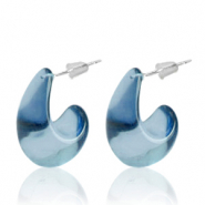 Trendy oorbellen creolen Jeans blue