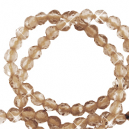 Natuursteen kralen facet geslepen 3mm Light topaz-pearl shine coating
