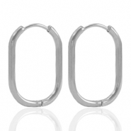 Roestvrij stalen (RVS) Stainless steel oorbellen creolen ovaal Silver