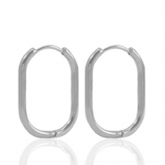 Roestvrij stalen (RVS) Stainless steel oorbellen creolen ovaal Silver