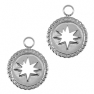 Roestvrij stalen (RVS) Stainless steel bedels ster Zilver