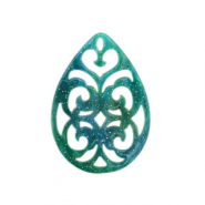 Resin hangers druppel barok 38x27mm Ocean green