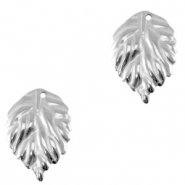 Roestvrij stalen (RVS) Stainless steel bedels blad Silver