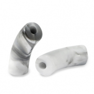 Acryl kralen tube White-grey marble