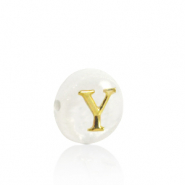 Schelp kralen letter Y Gold-white (natuurlijke kleur)