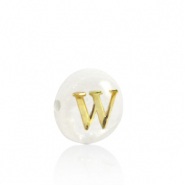 Schelp kralen letter W Gold-white (natuurlijke kleur)