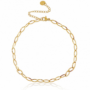 Roestvrij stalen (RVS) Stainless steel enkelbandjes schakel ovaal Goud