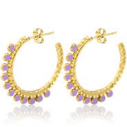 Roestvrij stalen (RVS) Stainless steel oorbellen creolen 30mm Gold-purple