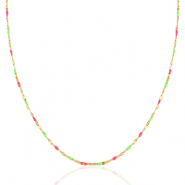 Roestvrij stalen (RVS) Stainless steel kettingen Neon pink-green-gold