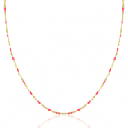 Roestvrij stalen (RVS) Stainless steel kettingen Neon fuchsia pink-gold