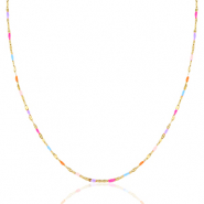 Roestvrij stalen (RVS) Stainless steel kettingen Neon multicolour-gold